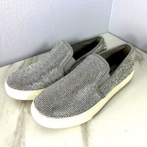 Steve Madden Coulter-R Silver Rhinestone Shinny Slip-on Shoe US 6M Bling